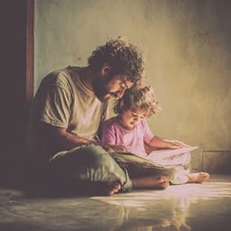 Father and child reading together
