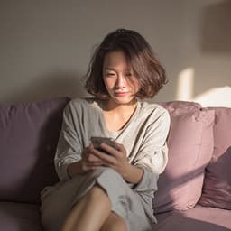Mother reading a message calmly