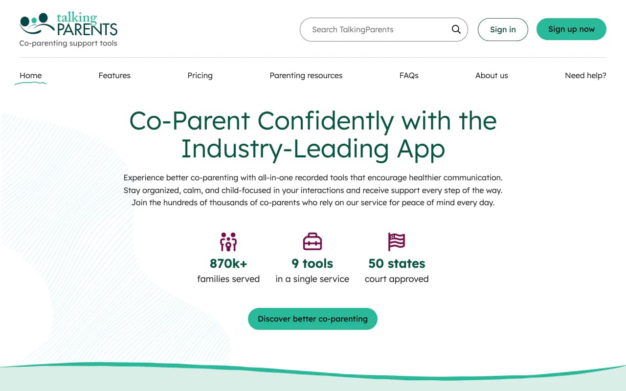 The TalkingParents homepage